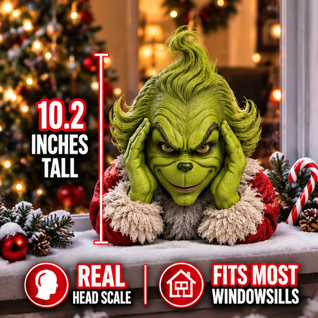 GrinchPeepers Christmas window peeper size and windowsill fit